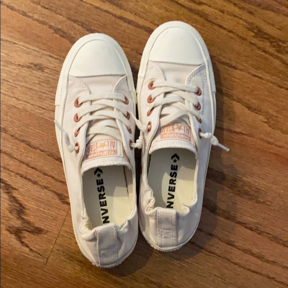 off white converse with rose gold detailing